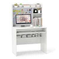 Bureau met Magnetisch Prikbord Kleine Computertafel met Opzetstuk Toetsenbordlade en Verstelbare Plank PC-Tafel voor Thuiskantoor