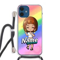 Chibi Maker vrouw: iPhone 12 Transparant Hoesje met koord