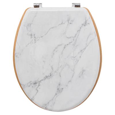 5Five Toiletbril Rome - wit marmer print - MDF hout - universeel - standaard wc bril