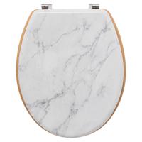 5Five Toiletbril Rome - wit marmer print - MDF hout - universeel - standaard wc bril