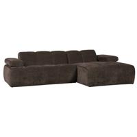 WOOOD Mojo Chaise Longue Rechts - Geweven Ribstof - Bruin - 74x284x160