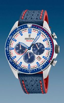 Horlogeband Festina F20377-1 Leder Blauw 22mm