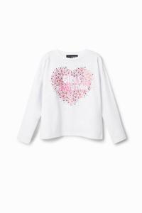 T-shirt met verfspatten en pailletten - WHITE - 5/6