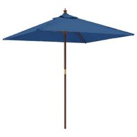 vidaXL Parasol met houten paal 198x198x231 cm azuurblauw