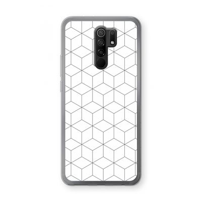 Zwart-witte kubussen: Xiaomi Redmi 9 Transparant Hoesje