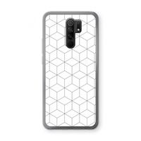 Zwart-witte kubussen: Xiaomi Redmi 9 Transparant Hoesje