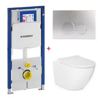 Geberit Sigma UP320 toiletset 34 wandcloset wit mat 53 cm met softclose zitting en drukplaat chroom - thumbnail
