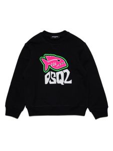 DSQUARED2 KIDS sweat en coton à logo floqué - Noir