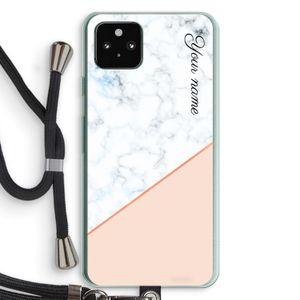 Marmer in stijl: Pixel 5a 5G Transparant Hoesje met koord