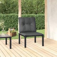 Tuinstoel met kussens poly rattan zwart en grijs