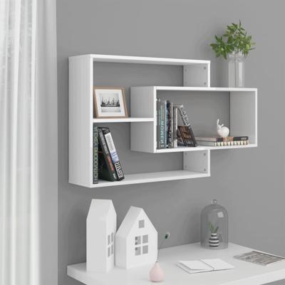 Wandschappen 104x20x58,5 cm bewerkt hout hoogglans wit