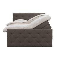Leen Bakker - Boxspring Met Opbergruimte En Voetbord Liv Geruit - Donker - 180x200cm - Stof - Bruin