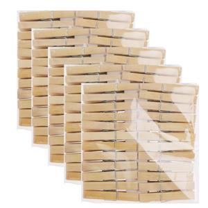 Bamboe houten wasknijpers - 240x - hout - 7 cm