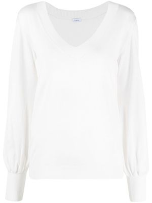 Malo haut en maille à col v - Blanc