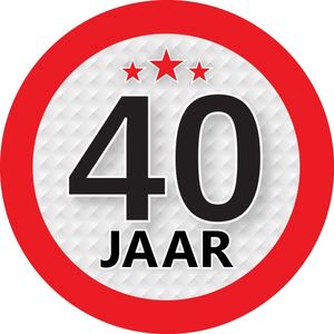 40 jaar leeftijd sticker rond 9 cm verjaardag versiering