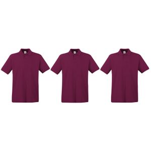 3-Pack maat 2XL bordeaux rode poloshirt premium van katoen voor heren