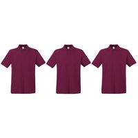 3-Pack maat 2XL bordeaux rode poloshirt premium van katoen voor heren - thumbnail