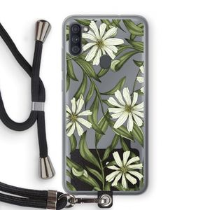 Wit bloemenpatroon: Samsung Galaxy A11 Transparant Hoesje met koord