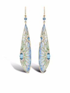 Pragnell boucles d'oreilles pendantes Wildflower en or 18ct ornées de saphirs et de diamants