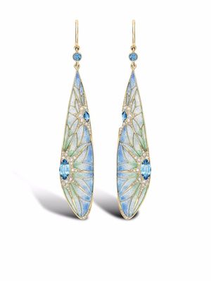Pragnell boucles d'oreilles pendantes Wildflower en or 18ct ornées de saphirs et de diamants