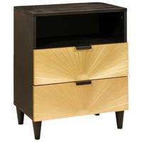 Nachtkastje Zwart en Goud 50 x 33 x 60 cm massief mangohout