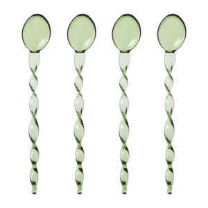 Theelepels groen - glas - set van 4