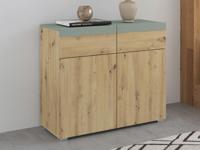 Commode SALDARINI 2 deuren 2 lades artisan eik/saliegroen