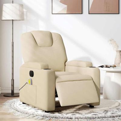 Massagestoel elektrisch verstelbaar stof crèmekleurig