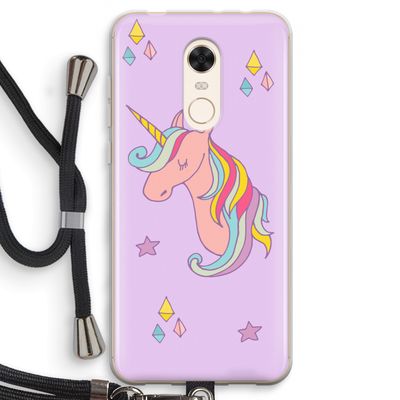 Roze eenhoorn: Xiaomi Redmi 5 Transparant Hoesje met koord