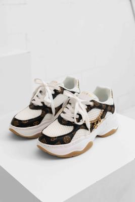 Guess Runner Sneakers Dames Wit/Bruin - Maat 38 - Kleur: WitBruin | Soccerfanshop