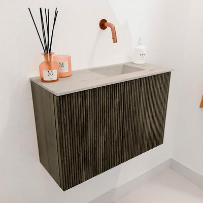 Toiletmeubel Mondiaz Joya Dlux | 60 cm | Meubelkleur Shadow | Faye wastafel Opalo Wasbak Rechts | Zonder kraangat(en)