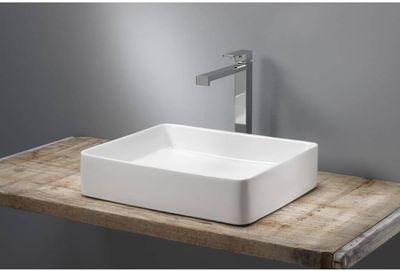 Beaux Poitiers rechthoekige waskom zonder overloop 24x38x12 keramiek wit