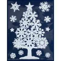 1x Kerst raamversiering raamstickers witte kerstboom 29,5 x 40 cm - thumbnail