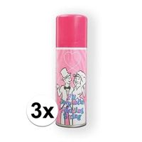 3x Bruiloft serpentine spray roze 125 ml - thumbnail