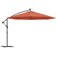 The Living Store Hangende Parasol - LED-verlichting - UV-beschermend - 350 x 290 cm - Terracotta - thumbnail