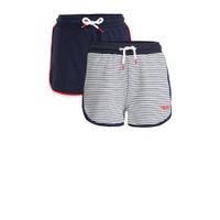 WE Fashion korte broek- set van 2 donkerblauw/wit - thumbnail