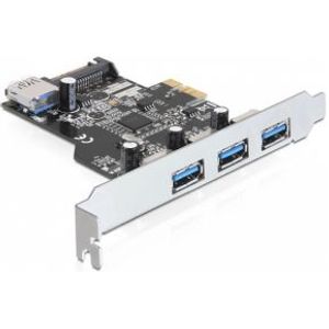 Delock 89301 PCI Express x1-kaart naar 3 x extern + 1 x intern USB 5 Gbps Type-A female