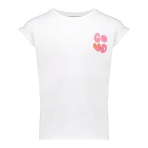 Geisha zomer t-shirt meisjes - puff print back - off wit / roze