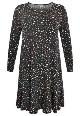 Yoek Jurk met ruches STARLIGHT | Zwart | Maat 46/48