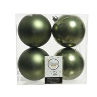 Decoris Kerstballen - 4x st - mos groen - D10 cm - kunststof - kerstversiering