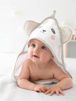 Babybadcape met capuchon en geborduurde dieren wit - thumbnail
