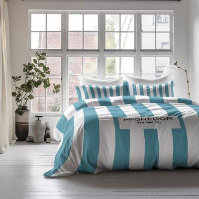 Dekbedovertrek McGregor - Classic Lichtblauw - Eenpersoons (140x200 Cm) - Blauw & Wit Katoen Microvezel - Strepen & Hotel Luxe - McGregor - Dekbed-Discounter.nl