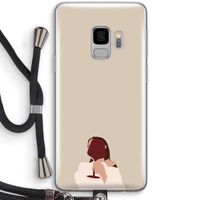 I drink wine: Samsung Galaxy S9 Transparant Hoesje met koord