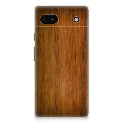 Google Pixel 6A | Bumper Hoesje | Donker Hout