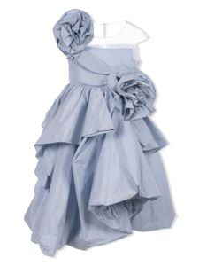 MARCHESA KIDS COUTURE robe longue à appliques fleurs - Bleu