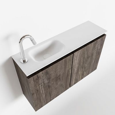 Toiletmeubel Mondiaz Ture | 80 cm | Meubelkleur Dark brown | Eden wastafel Talc Links | 1 kraangat