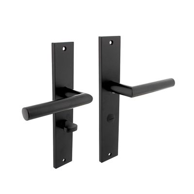 Intersteel Deurklink Bastian op schild 245x45 mm met WC slot 63/8 mm mat zwart
