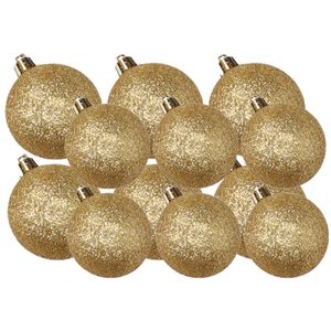 Kerstversiering set glitter kerstballen goud 6 - 8 cm - pakket van 30x stuks