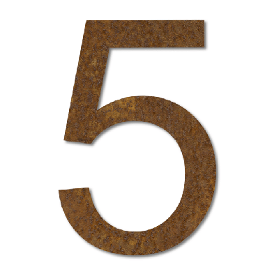 LIROdesign Cortenstaal huisnummer 5 - 30 cm - per stuk