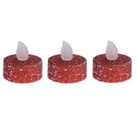 12x stuks Led theelichtjes/waxinelichtjes rood glitter - LED kaarsen